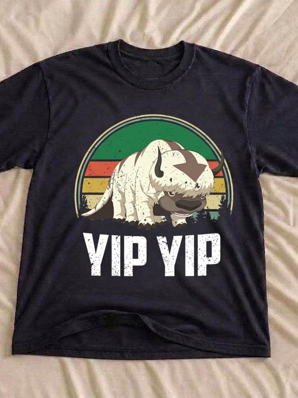 Yip Yip Avatar Appa Shirt, The Last Airbender Black Graphic Tee - Unisex